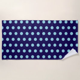 Bold Light Blue Polka Dots op Navy Blue Strandlaken