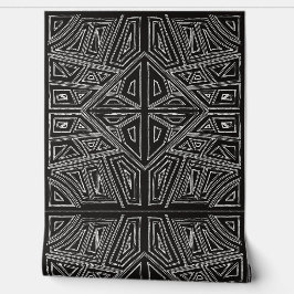 Bold Lines - Symmetrical Tile - Black And White  Behang