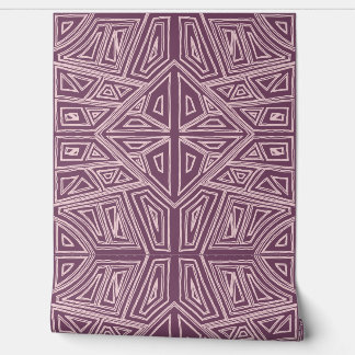 Bold Lines - Symmetrical Tile - Mauve and Beige Behang