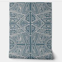 Bold Lines - Symmetrical Tile - Teal and Beige 