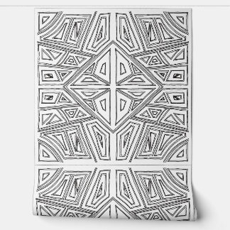 Bold Lines - Symmetrical Tile - White And Black  Behang
