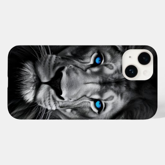 Bold Lion Gezicht met opvallende blauwe ogen - iPh Case-Mate iPhone Case (Achterkant (horizontaal))