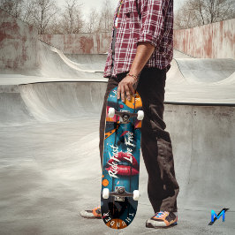 Bold Lips Pop Art - Ride Fast, Live Free Motto Persoonlijk Skateboard