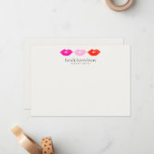 Bold Lips Trio Waterverf Beauty Flat Note Kaart Notitiekaartje (Voorkant / Achterkant in situ)