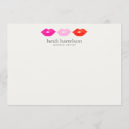 Bold Lips Trio Waterverf Beauty Flat Note Kaart Notitiekaartje