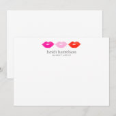 Bold Lips Trio Waterverf Beauty White Flat Note Notitiekaartje (Voorkant / Achterkant)