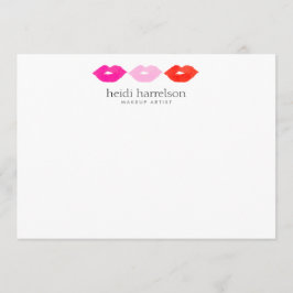 Bold Lips Trio Waterverf Beauty White Flat Note Notitiekaartje