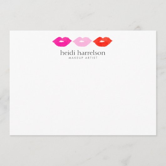 Bold Lips Trio Waterverf Beauty White Flat Note Notitiekaartje (Voorkant)