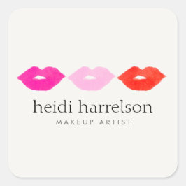 Bold Lips Trio Waterverf Make-up Artiest Beauty Vierkante Sticker
