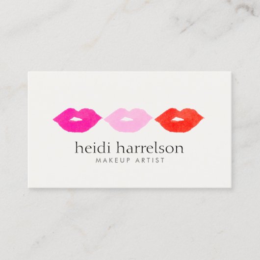 Bold Lips Trio Waterverf Make-up Artiest Beauty Visitekaartje (Voorkant)