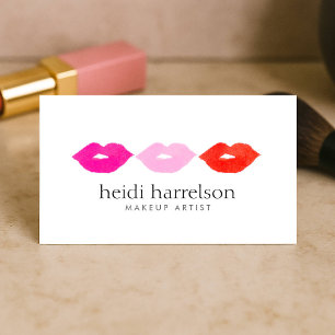 Bold Lips Trio Waterverf Make-up Artiest Wit Visitekaartje