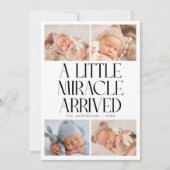 Bold Little Miracle Christmas White Photo Birth  Aankondiging (Voorkant)