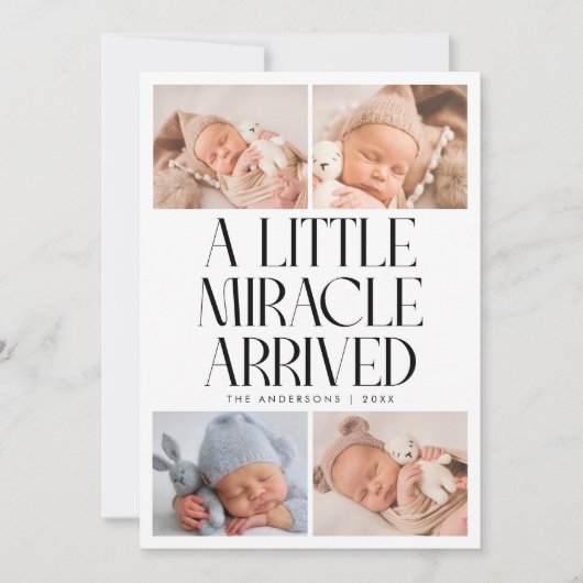 Bold Little Miracle Christmas White Photo Birth  Aankondiging (Voorkant)