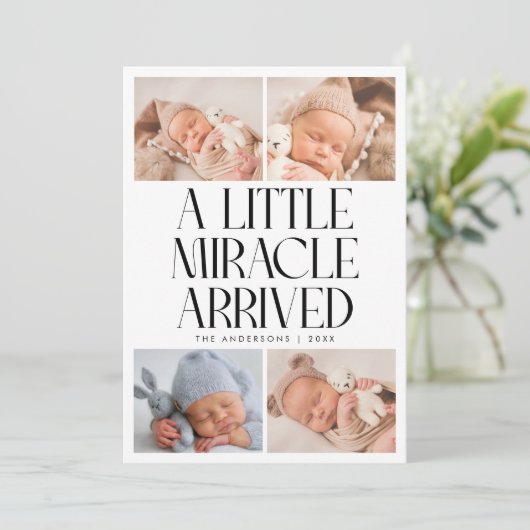 Bold Little Miracle Christmas White Photo Birth  Aankondiging (Staand voorkant)
