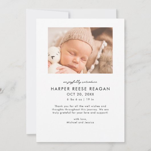 Bold Little Miracle Christmas White Photo Birth  Aankondiging (Achterkant)