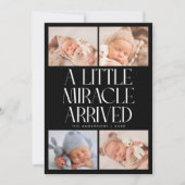 Bold Little Miracle Xmas Black Photo Birth  Aankondiging (Voorkant)