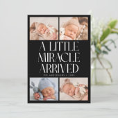 Bold Little Miracle Xmas Black Photo Birth  Aankondiging (Staand voorkant)