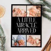 Bold Little Miracle Xmas Black Photo Birth  Aankondiging
