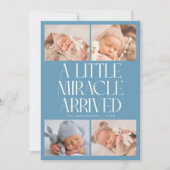 Bold Little Miracle Xmas Denim Blue Photo Birth  Aankondiging (Voorkant)