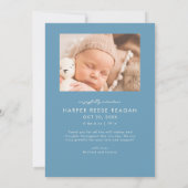 Bold Little Miracle Xmas Denim Blue Photo Birth  Aankondiging (Achterkant)