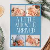 Bold Little Miracle Xmas Denim Blue Photo Birth Aankondiging