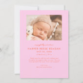 Bold Little Miracle Xmas Orange Pink Photo Birth  Aankondiging (Achterkant)