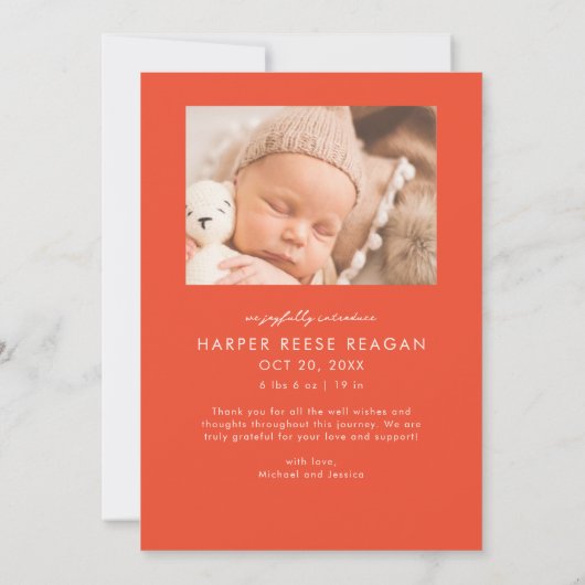 Bold Little Miracle Xmas Red Photo Birth Aankondiging (Achterkant)