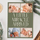 Bold Little Miracle Xmas Sage Green Photo Birth  Aankondiging