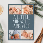 Bold Little Miracle Xmas Slate Blue Photo Birth  Aankondiging