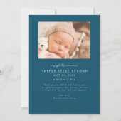 Bold Little Miracle Xmas Teal Photo Birth  Aankondiging (Achterkant)