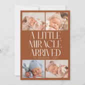 Bold Little Miracle Xmas Terracotta Photo Birth  Aankondiging (Voorkant)