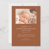 Bold Little Miracle Xmas Terracotta Photo Birth  Aankondiging (Achterkant)