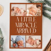 Bold Little Miracle Xmas Terracotta Photo Birth  Aankondiging