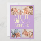 Bold Little Miracle Xmas Wisteria Photo Birth  Aankondiging (Voorkant)