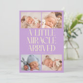 Bold Little Miracle Xmas Wisteria Photo Birth  Aankondiging (Staand voorkant)