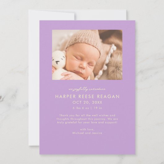 Bold Little Miracle Xmas Wisteria Photo Birth  Aankondiging (Achterkant)