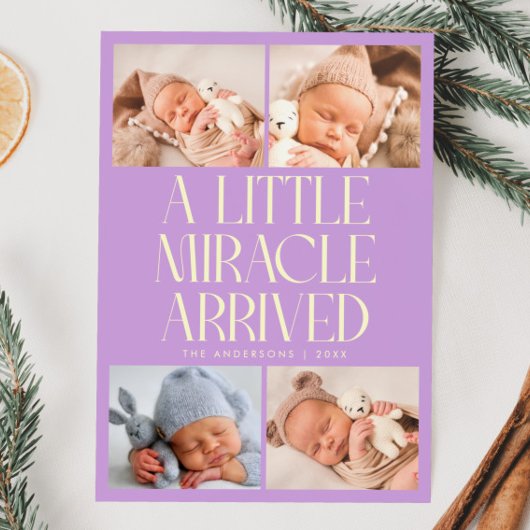 Bold Little Miracle Xmas Wisteria Photo Birth  Aankondiging