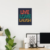 Bold Live Love Laugh Typografie Kunst | Motivatie Poster (Thuiskantoor)