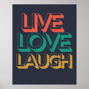 Bold Live Love Laugh Typografie Kunst   Motivatie Poster