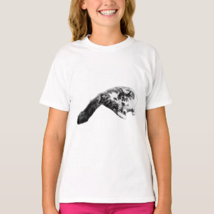 Bold Long-Tail Cat Ink Art T-shirt