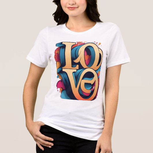 Bold Love & Joy Abstract Grafisch T-shirt Tri-blen (Voorkant)