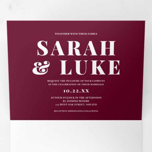 BOLD LOVE Moderne All-in-One Fotobruiloft Drieluik Uitnodiging (Binnenzijde eerst)