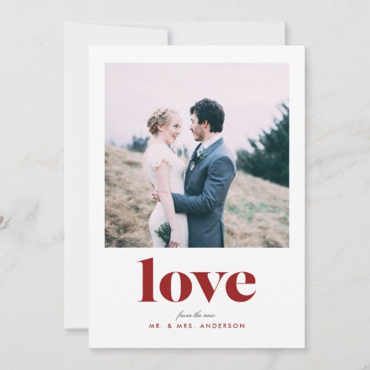 Bold Love Pas getrouwd Photo Valentijnsdag Card Feestdagenkaart (Voorkant)