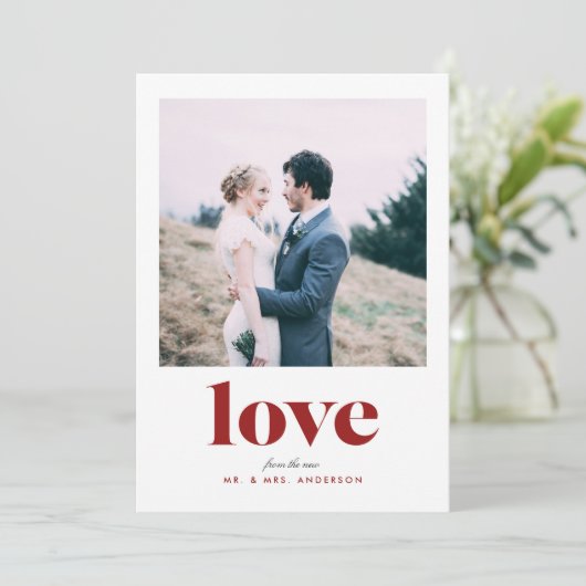 Bold Love Pas getrouwd Photo Valentijnsdag Card Feestdagenkaart (Staand voorkant)