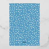 Bold Love Script Blue en Silver Valentijnsdag Folie Feestdagenkaart (Achterkant)