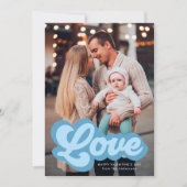 Bold Love Script Blue Photo Valentijnsdag Feestdagenkaart (Voorkant)