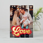 Bold Love Script Red en Gold Valentijnsdag Folie Feestdagenkaart (Staand Voorkant)