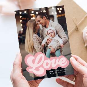Bold Love Script Roze Photo Valentijnsdag Feestdagenkaart