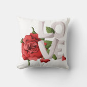 Bold Love Typography with Romantic Red Rose Kussen (Voorkant)