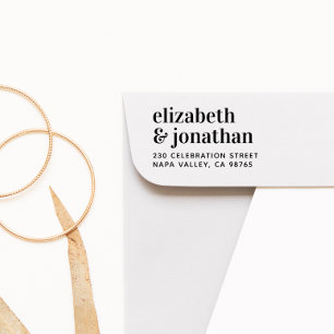 Bold Lowercase Typography Wedding Return Address Zelfinktende Stempel